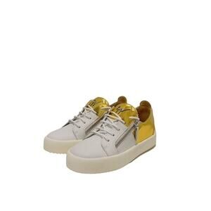 Giuseppe Zanotti White Gold Double Zip Low Top Sneakers